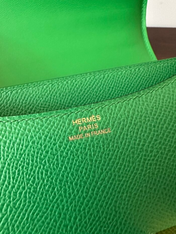 constance 18 green epsom gold hardware