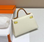 hm kelly mini 20 white yellow brown epsom silver hardware