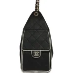 Chanel Small 25 Hobo Bag Black and White Calfskin Light Gold Hardware - Image 3