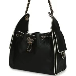 Chanel Small 25 Hobo Bag Black and White Calfskin Light Gold Hardware - Image 5