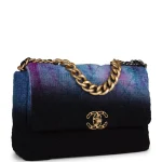 Chanel Large 19 Flap Bag Purple and Blue Wool Tweed Mixed Hardware - Image 2