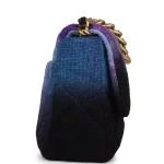 Chanel Large 19 Flap Bag Purple and Blue Wool Tweed Mixed Hardware - Image 3