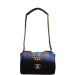 Chanel Large 19 Flap Bag Purple and Blue Wool Tweed Mixed Hardware - Image 7