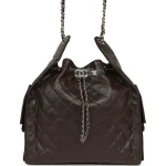 Chanel Medium 25 Hobo Bag Dark Brown Shiny Aged Calfskin Silver Hardware