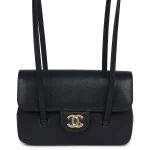 Chanel Mini Preppy Coco Clutch with Straps Navy Blue Shiny Caviar Brushed Gold Hardware