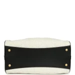 Chanel Small 25 Hobo Bag White Raffia and Black Calfskin Antique Gold Hardware - Image 6