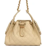 Chanel Small 25 Hobo Bag Beige Caviar Antique Gold Hardware