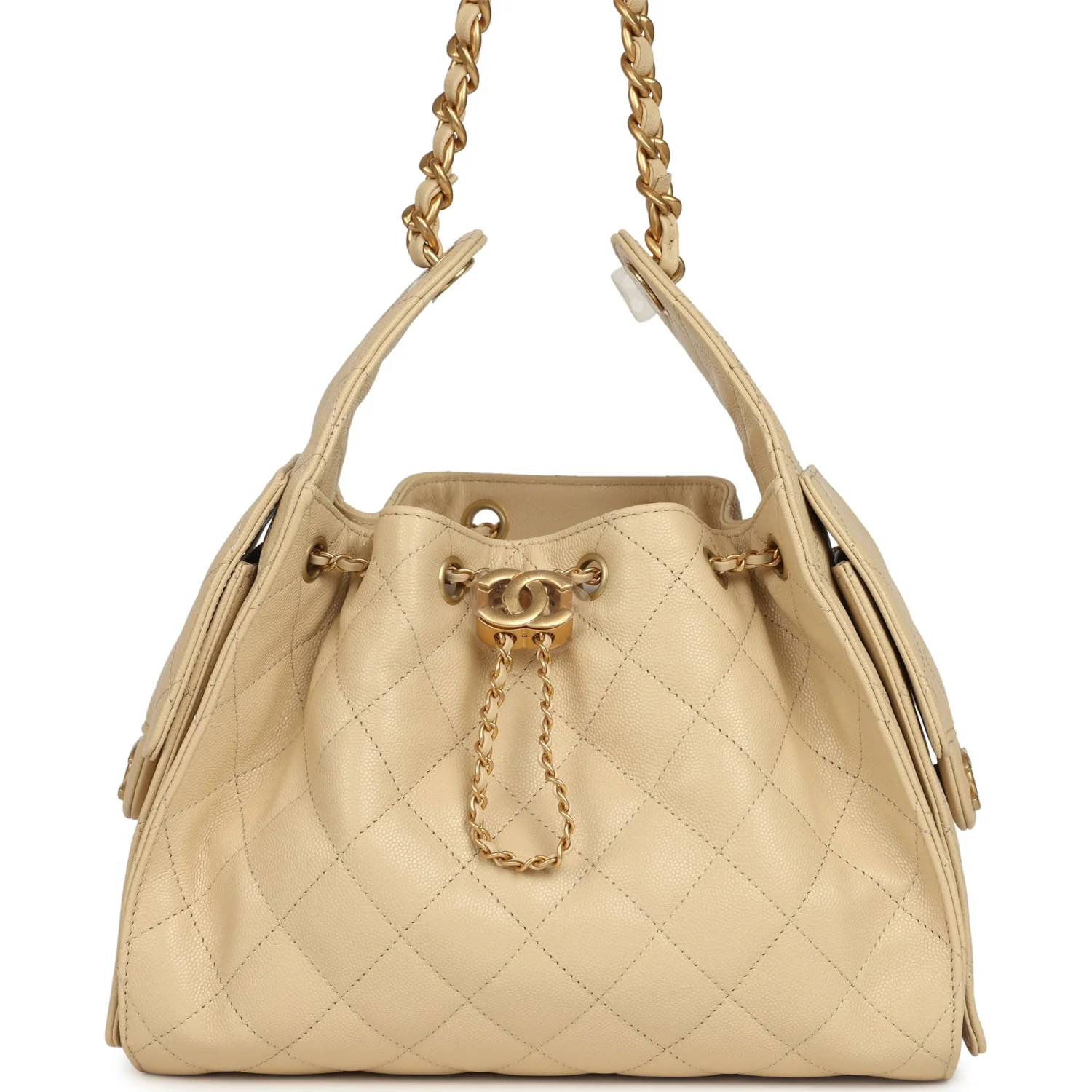 5c1b9a9f8a9ad1440e0f3c8f0d16301495107ca78577dd1a33889f6d2cf08a39.webp Chanel Small 25 Hobo Bag Beige Caviar Antique Gold Hardware - Image 1