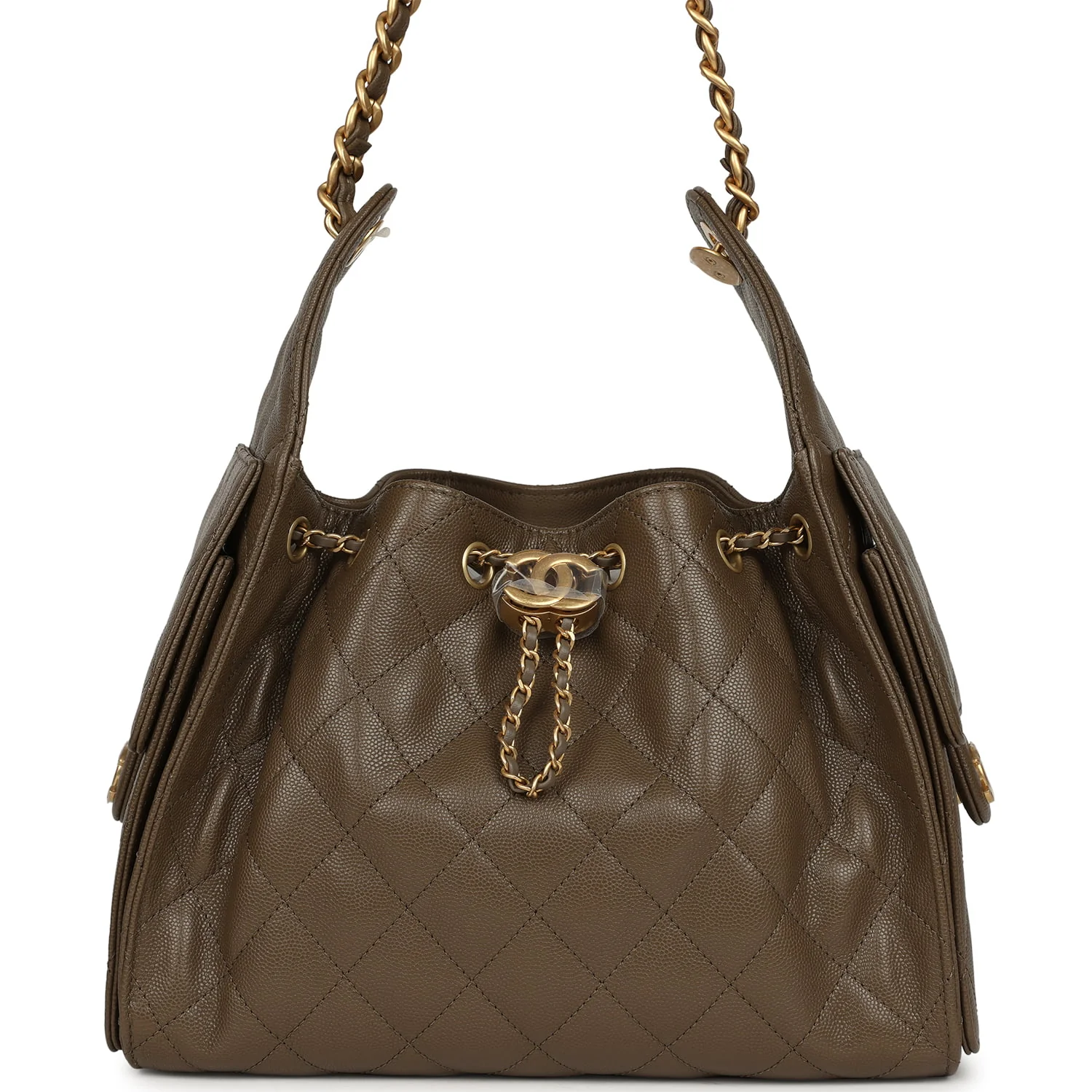 64924ec4b53062a11906f77296cdead371c900c02e12ca760dc4a3310753ce7d.webp Chanel Small 25 Hobo Bag Dark Khaki Caviar Antique Gold Hardware - Image 1