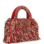 Chanel Small Fringe Kelly Red, Beige, Black Raffia Wood and Light Gold Hardware - Image 2