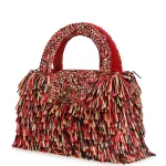 Chanel Small Fringe Kelly Red, Beige, Black Raffia Wood and Light Gold Hardware - Image 5