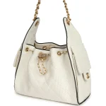 Chanel Small 25 Hobo Bag White Raffia and Black Calfskin Antique Gold Hardware - Image 5