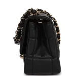 Chanel Monaco Mini Square Flap Bag Black Lambskin Light Gold Hardware - Image 5