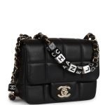 Chanel Monaco Mini Square Flap Bag Black Lambskin Light Gold Hardware - Image 2
