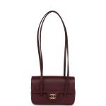 Chanel Mini Preppy Coco Clutch with Straps Dark Burgundy Shiny Caviar Brushed Gold Hardware - Image 7