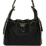 Chanel Small 25 Hobo Bag Black and White Calfskin Light Gold Hardware