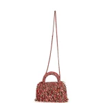 Chanel Small Fringe Kelly Red, Beige, Black Raffia Wood and Light Gold Hardware - Image 7