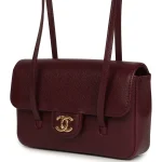 Chanel Mini Preppy Coco Clutch with Straps Dark Burgundy Shiny Caviar Brushed Gold Hardware - Image 5
