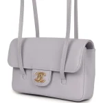 Chanel Mini Preppy Coco Clutch with Straps Light Purple Shiny Caviar Brushed Gold Hardware - Image 5
