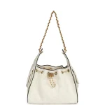 Chanel Small 25 Hobo Bag White Raffia and Black Calfskin Antique Gold Hardware - Image 7