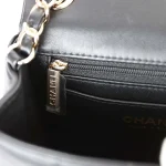 Chanel Monaco Mini Square Flap Bag Black Lambskin Light Gold Hardware - Image 10