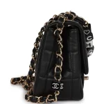 Chanel Monaco Mini Square Flap Bag Black Lambskin Light Gold Hardware - Image 3