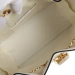 Chanel Small 25 Hobo Bag White Raffia and Black Calfskin Antique Gold Hardware - Image 8