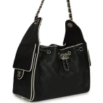 Chanel Small 25 Hobo Bag Black and White Calfskin Light Gold Hardware - Image 2