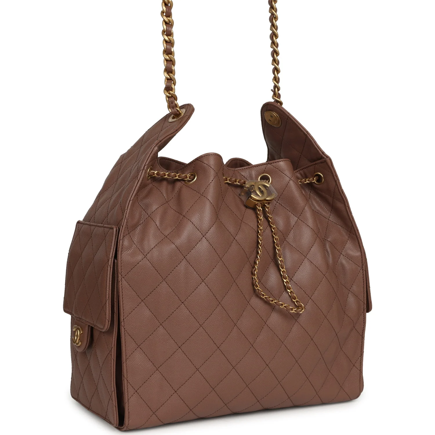 ccf1ede9124164f790be7c602efba173bf9b7fa83b0492b7dfa2dd98ed1a9ab9.webp Chanel Medium 25 Hobo Bag Brown Caviar Antique Gold Hardware - Image 1