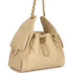 Chanel Small 25 Hobo Bag Beige Caviar Antique Gold Hardware - Image 2