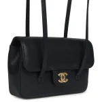 Chanel Mini Preppy Coco Clutch with Straps Navy Blue Shiny Caviar Brushed Gold Hardware - Image 2