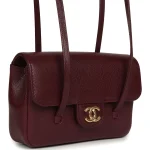 Chanel Mini Preppy Coco Clutch with Straps Dark Burgundy Shiny Caviar Brushed Gold Hardware - Image 2