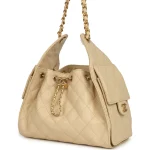 Chanel Small 25 Hobo Bag Beige Caviar Antique Gold Hardware - Image 5