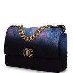 Chanel Large 19 Flap Bag Purple and Blue Wool Tweed Mixed Hardware - Image 5