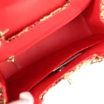 Chanel Small Fringe Kelly Red, Beige, Black Raffia Wood and Light Gold Hardware - Image 8