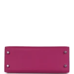 Hermes Kelly Sellier 25 Rose Pourpre Epsom Palladium Hardware - Image 6