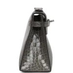 Hermes Kelly Pochette Gris Ciment Shiny Alligator Palladium Hardware - Image 3