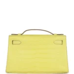 Hermes Kelly Pochette Lime Matte Alligator Palladium Hardware - Image 4