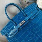 Herm&egrave;s Brikin 25-30 Izmir Blue Shiny Crocodile Leather - Image 2