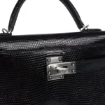 Hermes Kelly Sellier 20 Black Varanus Niloticus Lizard Palladium Hardware - Image 7