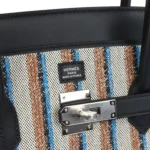 Hermes Shoulder Birkin Light 39 Multicolor Toile and Black Swift Palladium Hardware - Image 7