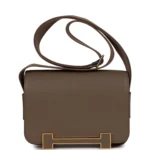 Hermes Geta Etoupe Chevre Mysore Gold Hardware