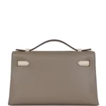 Hermes Special Order (HSS) Kelly Pochette Gris Asphalte and Beton Swift Rose Gold Hardware - Image 4