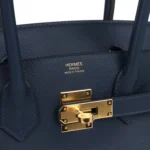 Hermes Shoulder Birkin Light 29 Bleu Abysse Evercolor Gold Hardware - Image 7