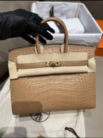 Herm&egrave;s Birkin 25-30 Milk Tea Matte Crocodile Leather - Image 2