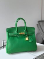 Herm&egrave;s Birkin 25-35 Bamboo Green Gold Buckle Custom - Image 3