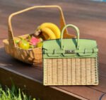 Herm&egrave;s Picnic Sellier Birkin 25 Avocado Green Swift Palladium Hardware