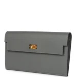 Hermes Kelly Pocket Long Wallet Gris Meyer Madame Gold Hardware - Image 5