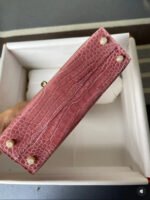 Herm&egrave;s Kell mini 2 light pink Shiny crocodile leather custom - Image 3