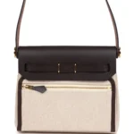 Hermes Herbag Zip 20 Mini Ecru and Beige Toile H Canvas and Ebene Vache Hunter Gold Hardware - Image 4